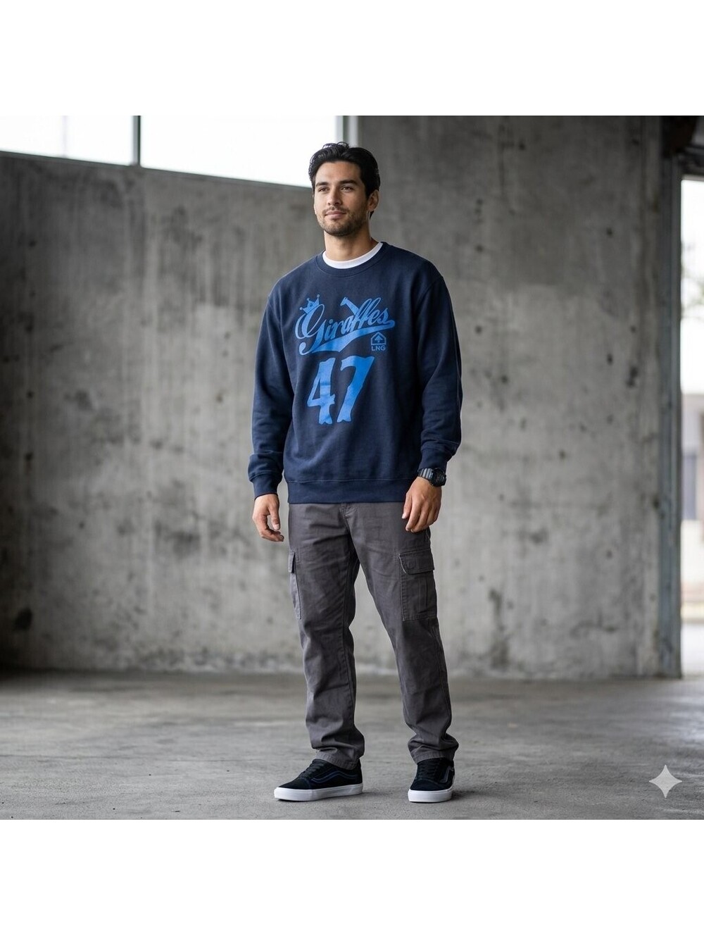 Vintage Vibe LRG Navy Blue Graphic Crewneck Sweatshirt 🪐